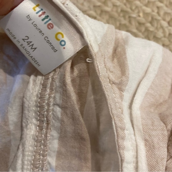 Little Co. striped baby girl romper shorts tan white 24M - Picture 4 of 4